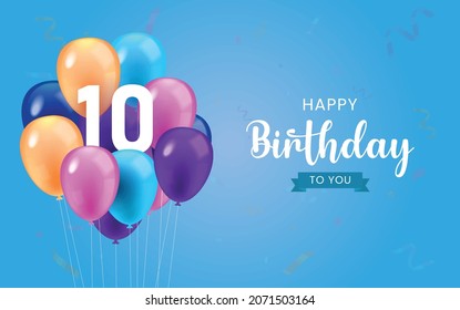Happy 10th Birthday Greeting Card Vector Stock Vector (Royalty Free ...