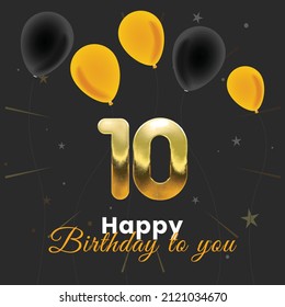 Happy 10th birthday, greeting card, vector illustration design.
