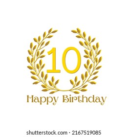 happy 10th birthday (with golden design) 