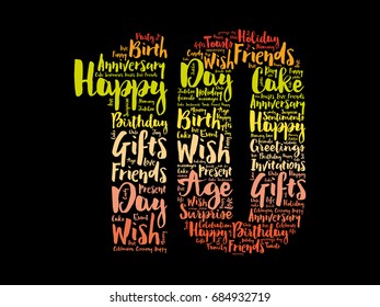 Happy 10th birthday word cloud collage concept