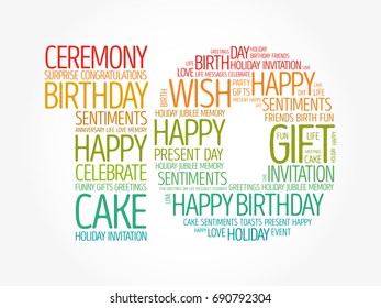 Happy 10th birthday word cloud collage concept