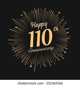 happy 110th anniversary. celebration logo with firework and dark background