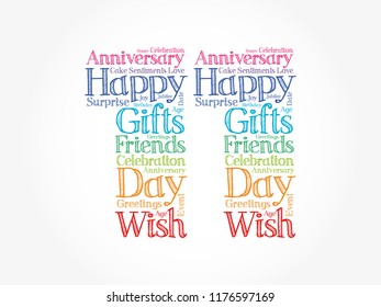 Happy 11th birthday word cloud collage concept