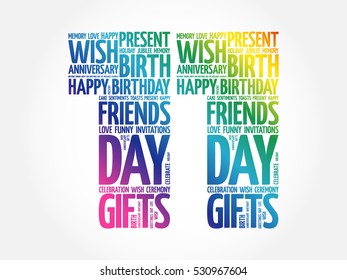 Happy 11th birthday word cloud collage concept