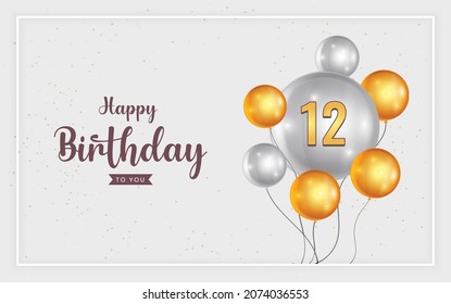 Happy 12 birthday, Greeting card, Vector illustration design.
