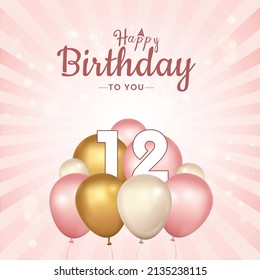 Happy 12th Birthday Greeting Card Vector Stock Vector (Royalty Free ...