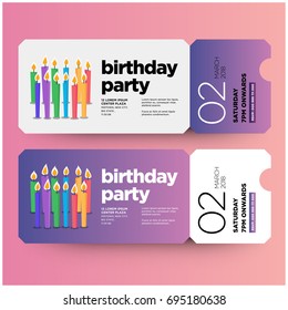 Happy 12th Birthday Party Invitation Ticket Card With 12 Candles