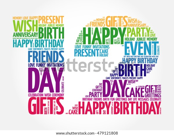 Happy 12th Birthday Word Cloud Collage Stock Vector (Royalty Free ...