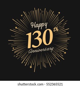 happy 130th anniversary. celebration logo with firework and dark background