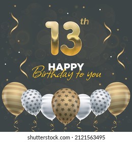 Happy 13th birthday, greeting card, vector illustration design.
