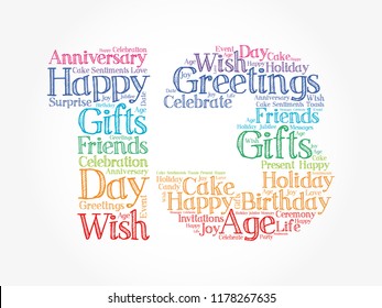 Happy 13th birthday word cloud collage concept