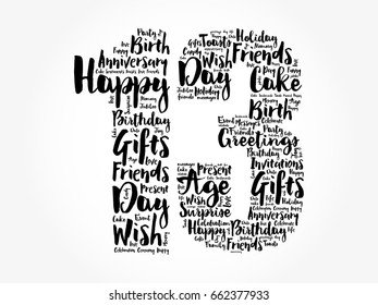 Happy 13th birthday word cloud collage concept