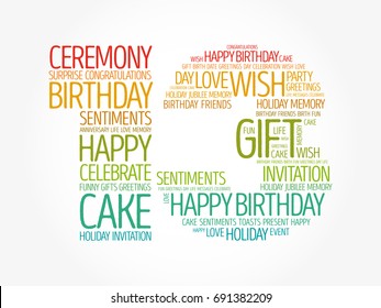 Happy 13th birthday word cloud collage concept