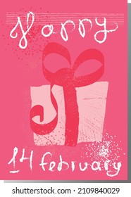 Happy 14 february! Beautiful vector designed card for Valentine`s day, other selebrations. For girlfriend, boyfriend, wife, husband, couples. Cute decorative illustration to your valentine with love