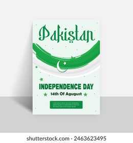 Happy 14th August Pakistani Independence Day! Flyer Template Design.