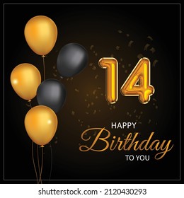 Happy 14th Birthday Greeting Card Vector Stock Vector (Royalty Free ...