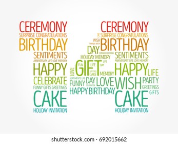 Happy 14th birthday word cloud collage concept