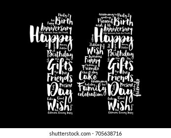 Happy 14th birthday word cloud collage concept