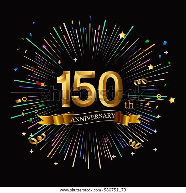 Happy 150th Anniversary Fireworks Star On Stock Vector (Royalty Free