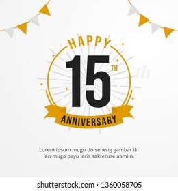 Happy 15th anniversary logo badge. professional birthday event background vector design