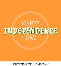 Happy 15th of august independence india day celebration. India independence with wheel ashoka chakra on saffron colored background with color paint steins