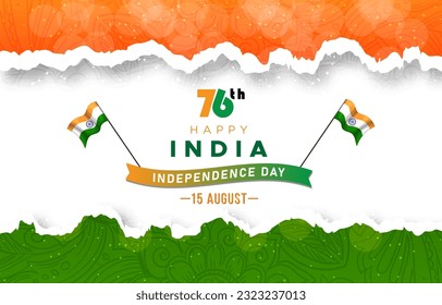 happy 15th of august india independence day banner with orange white and green background design2