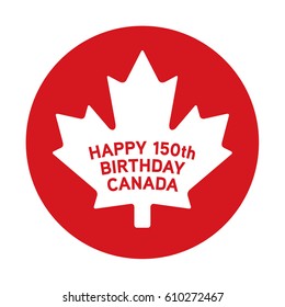 Happy 15th Birthday Canada maple leaf icon circle