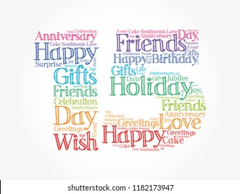 Happy 15th birthday word cloud collage concept