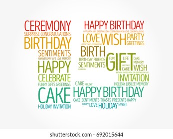 Happy 15th birthday word cloud collage concept