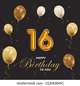Happy 1`6th birthday, greeting card, vector illustration design.
