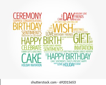 Happy 16th birthday word cloud collage concept