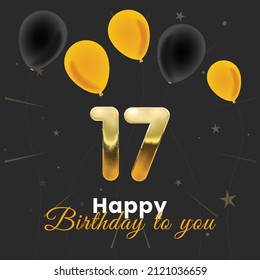 Happy 17th birthday, greeting card, vector illustration design.
