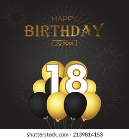 Happy 18th birthday, greeting card, vector illustration design.
