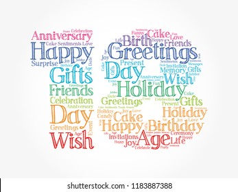 Happy 18th birthday word cloud collage concept