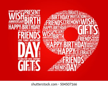 Happy 19th birthday word cloud collage concept