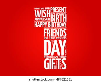 Happy 1st birthday word cloud collage concept