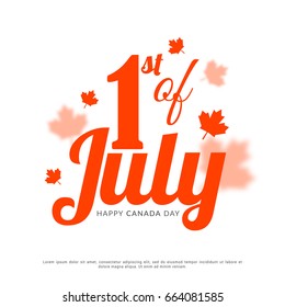 Happy 1st Of July,Canada Day Typography Design,Poster Or Banner Template.