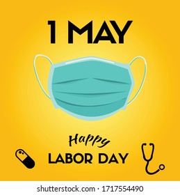 Happy 1'st May Labor Day. Health Labour day design for label, social media, banner. 