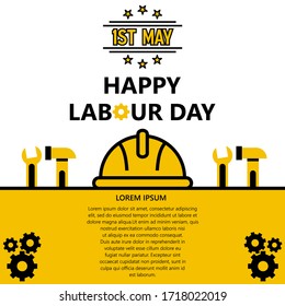 happy 1st May of labour day a international solidarity of workers design concept in line flat style. vector illustration