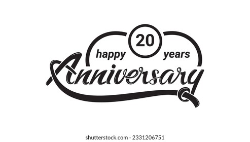 Happy 20 years anniversary design template illustration. Handwritten text calligraphy. Great for celebrations, events and festivals