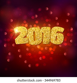 Happy 2016 New Year background with with glitter. Vector illustration