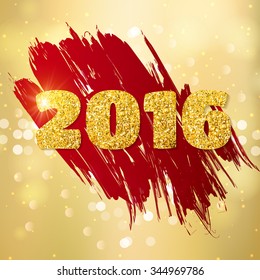 Happy 2016 New Year background with with glitter. Vector illustration