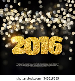 Happy 2016 New Year background with with glitter. Vector illustration