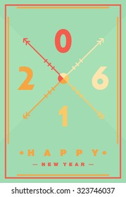 Happy 2016 new year, Minimal greeting card theme. Vector flat illustration design