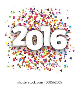 Happy 2016 new year with triangle. Vector paper illustration