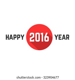 happy 2016 year with long shadow. concept of festive poster, date emblem, 2016 invitation, brochure 2016 theme. isolated on white background. flat style trend modern logo design vector illustration