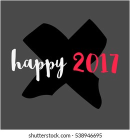 Happy 2017 (Brush Lettering Vector Illustration Design)