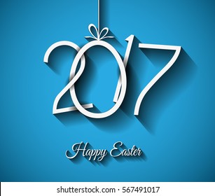 Happy 2017 Easter modern and elegant background with a Golden egg and metal effect lettering. Ideal for flyers, banners, depliant, invitation and generic seasonal wallpapers
