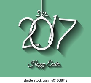 Happy 2017 Easter modern and elegant background with a Golden egg and metal effect lettering. Ideal for flyers, invitation and generic seasonal wallpapers
