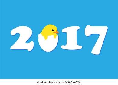 Happy 2017 new year. Chicken cock from egg.